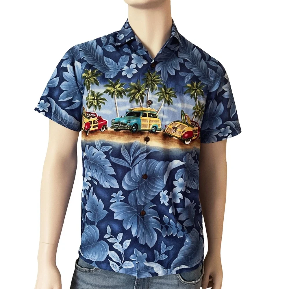 AL HA Republic Hawaiian Shirt Tiki Vintage 90s Chemise Woody Wagons Surf Boards - Picture 4 of 15